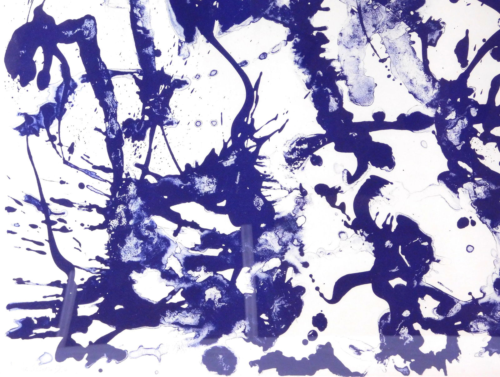 Lee Krasner (American, 1908 - 1984), "Primary Series-: Lee Krasner (American, 1908 - 1984), "Primary Series- Blue Stone", 1962, lithograph, abstract gestural painting in deep blue, ed.13/100, pencil signed and numbered at lower left, on Arches paper, Land