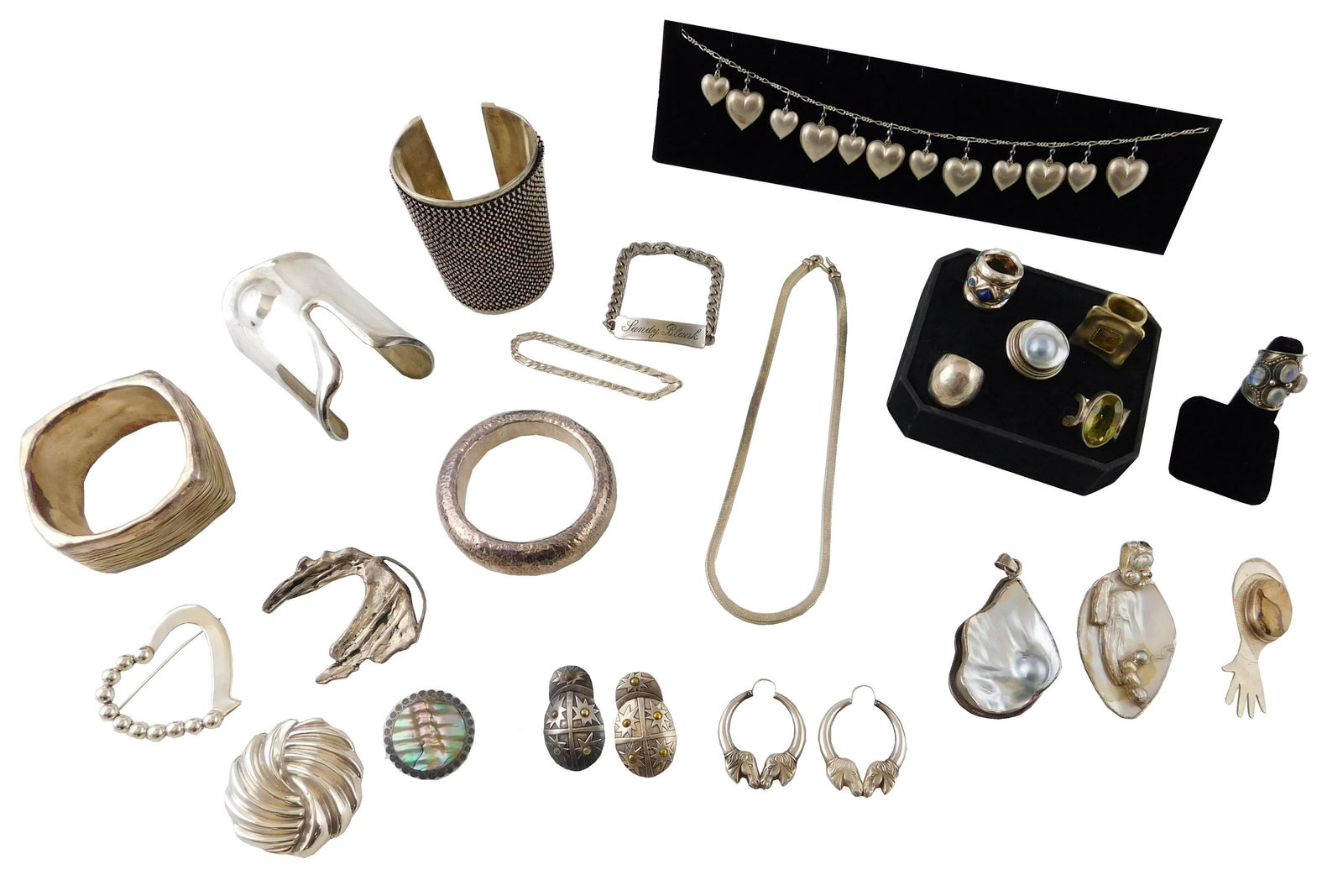 JEWELRY: Modern sterling and other silver, 20+ pieces, (1 of 6)