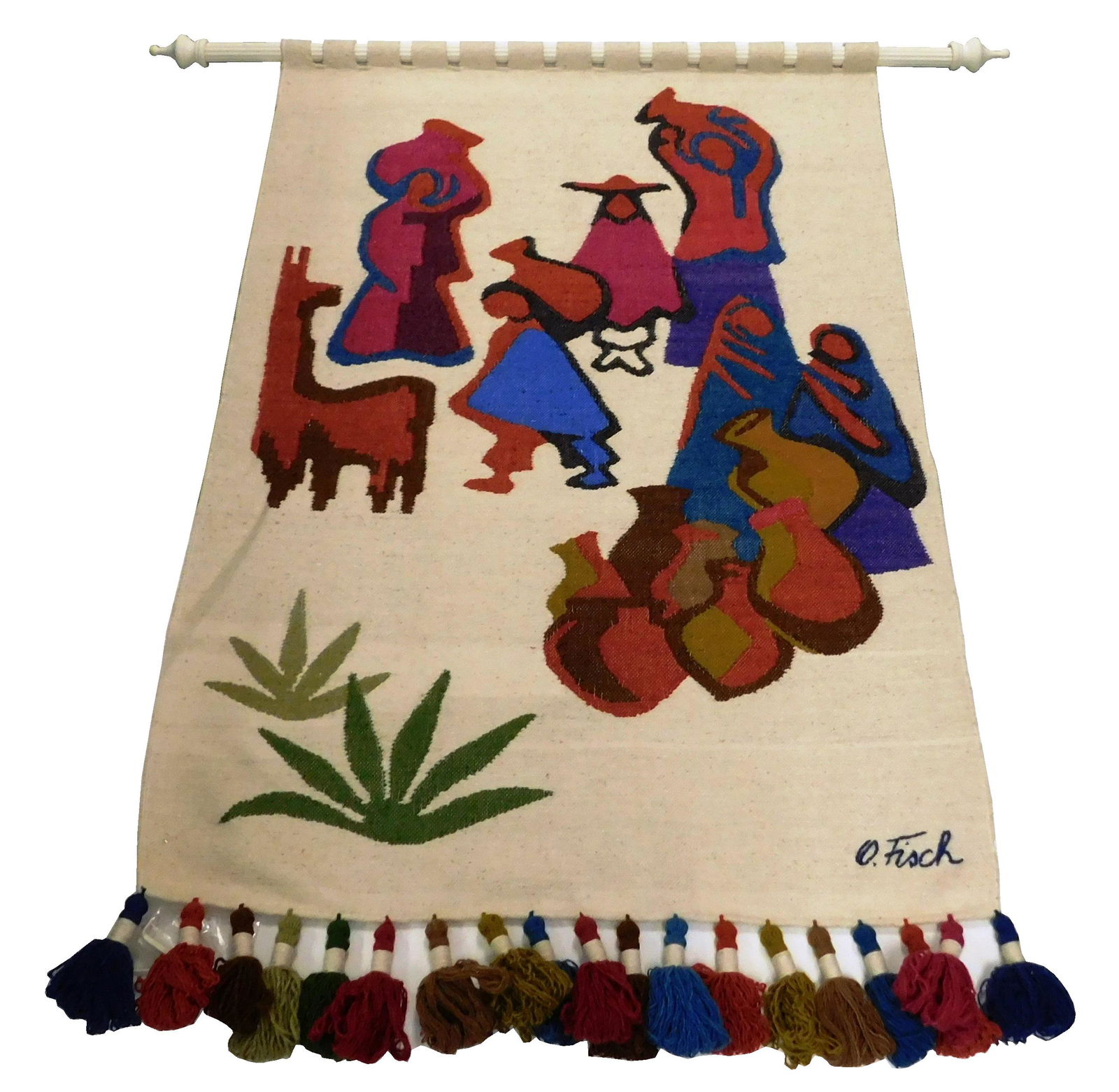Olga Fisch "Indios" tapestry, Ecuadorian, 20th C., (1 of 2)