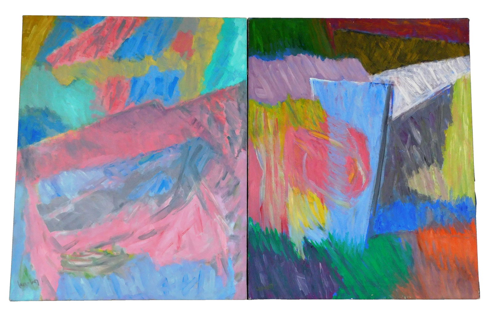 Lon-buy, two unframed oils on canvas, both with (1 of 7)