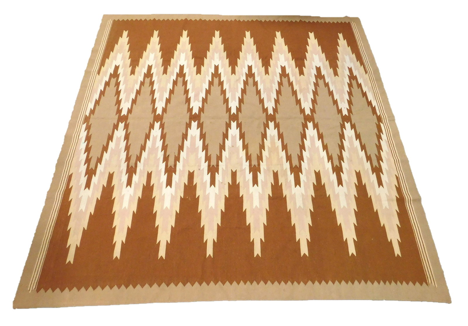 RUG: Semi-Antique India Dhurin, 10'3" x 10', wool on (1 of 4)