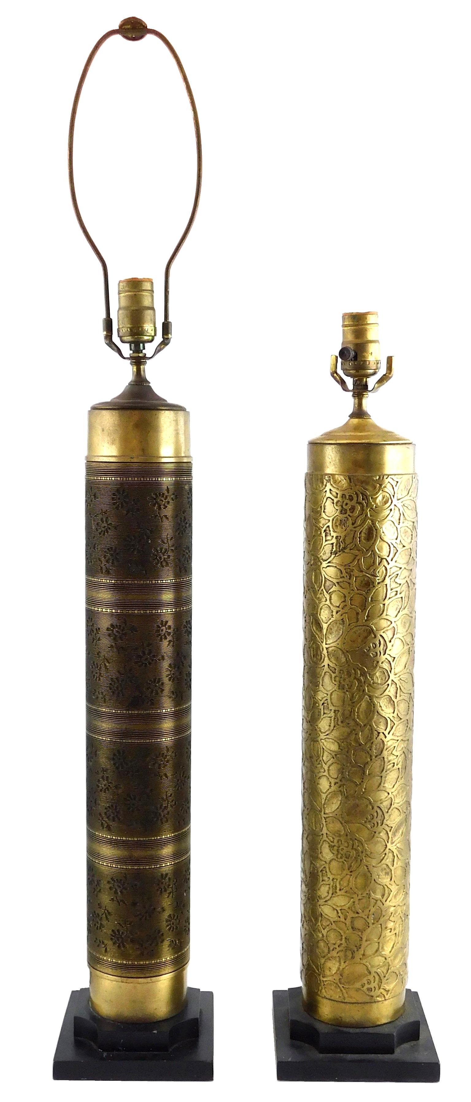 Two brass cylinder wallpaper rollers converted to (1 of 3)