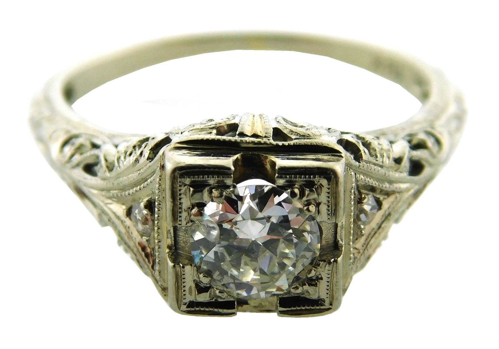 JEWELRY: 18K Edwardian Diamond Ring, mounting: stamped (1 of 3)