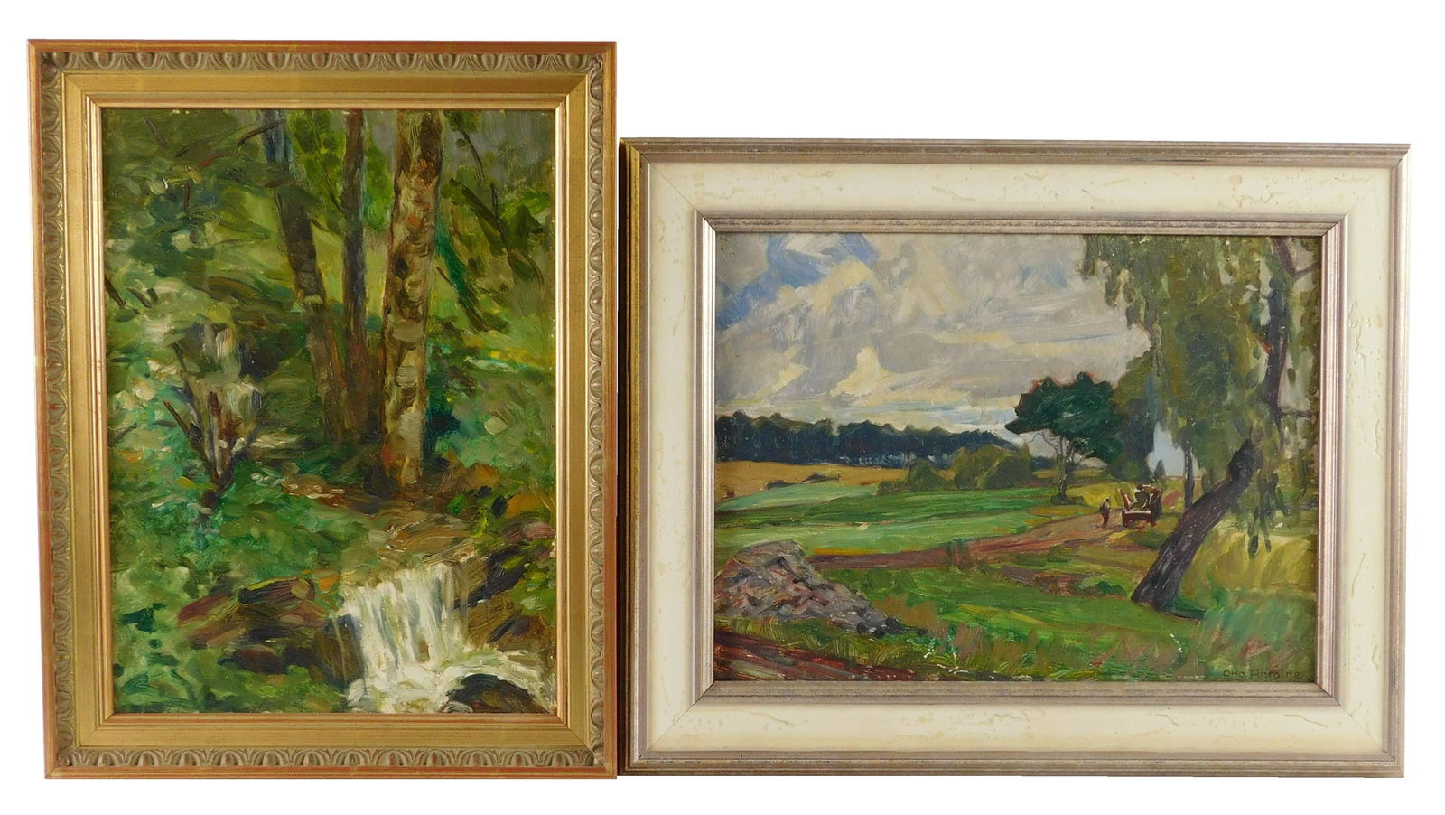 Otto Antoine (German, 1865-1951), two oils on panel, (1 of 7)