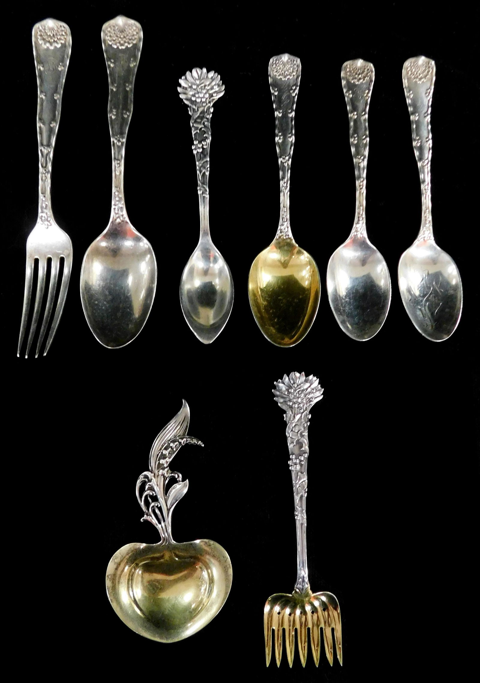 STERLING: Tiffany & Co., eight pieces of flatware and (1 of 4)