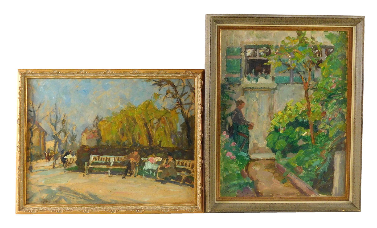 Otto Antoine (German, 1865-1951), two oils on panel, (1 of 7)