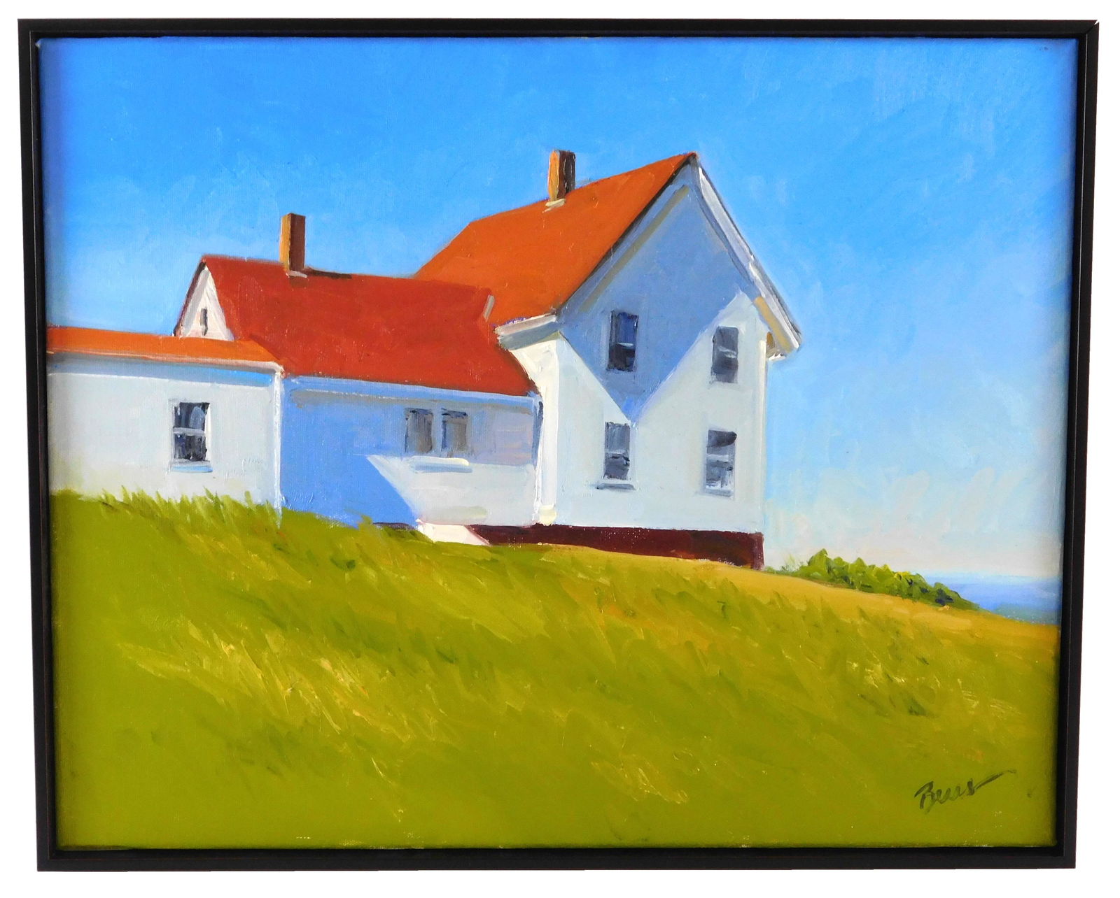 Kevin Beers (Maine, b. 1952), oil on canvas, red roofed (1 of 3)