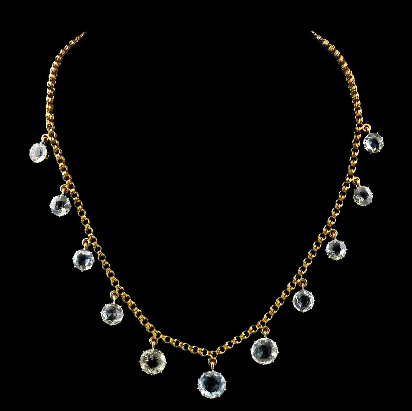 JEWELRY: 14K Victorian Aquamarine Necklace, multi cable (1 of 2)
