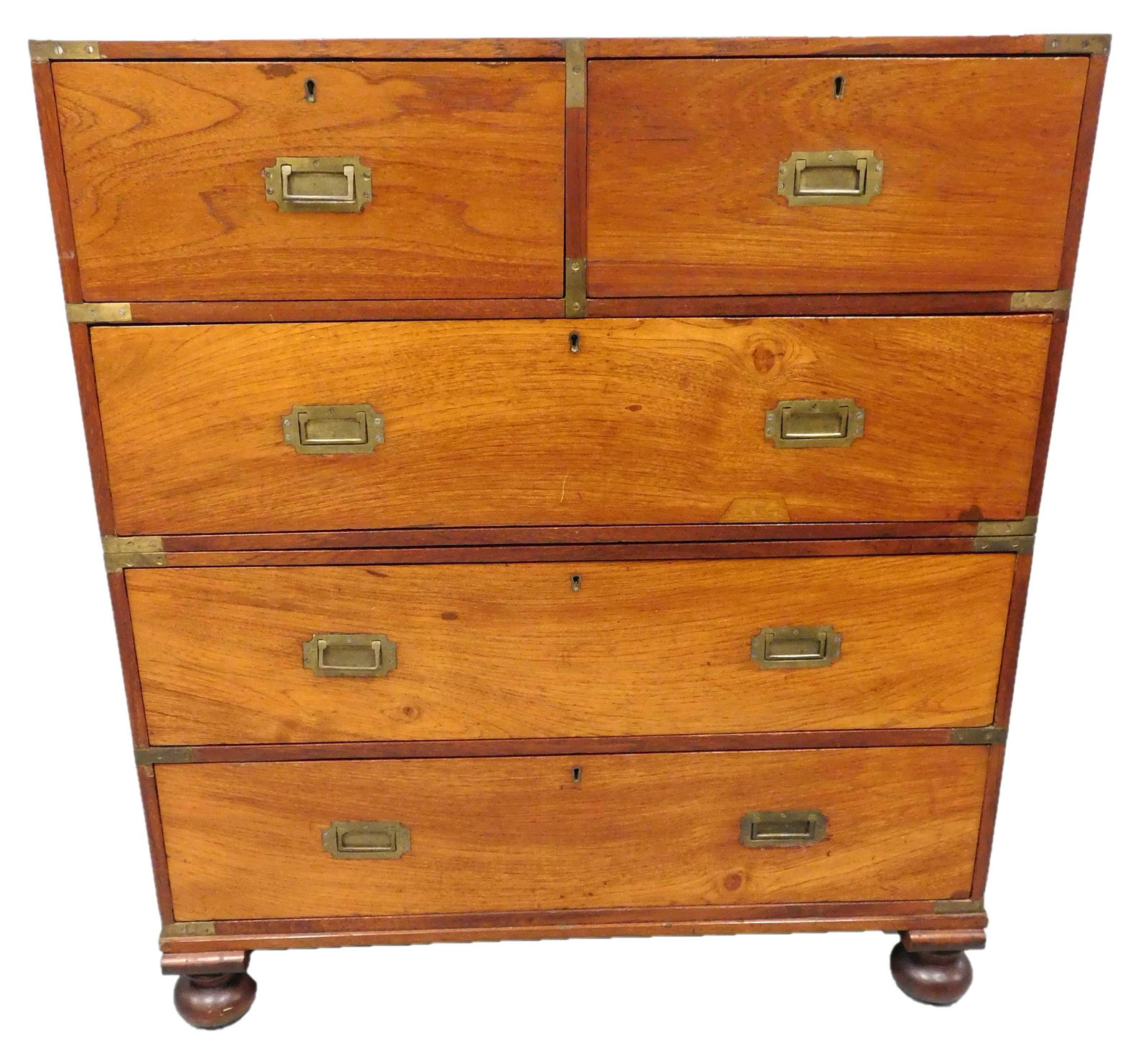 Campaign chest, 19th C./ early 20th C., in two pieces, (1 of 5)
