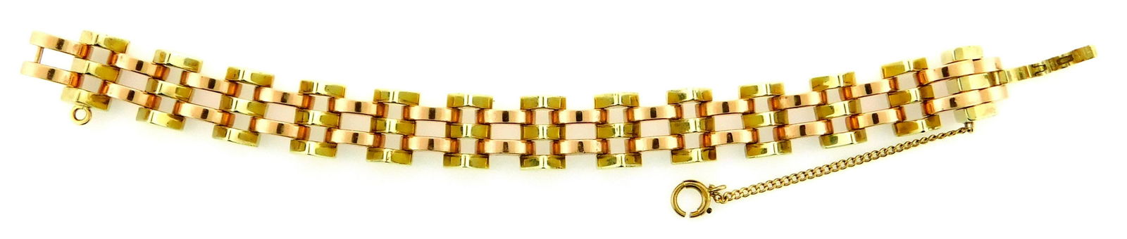 JEWELRY: 14K Two-Tone Retro Period Bracelet, rose and (1 of 2)
