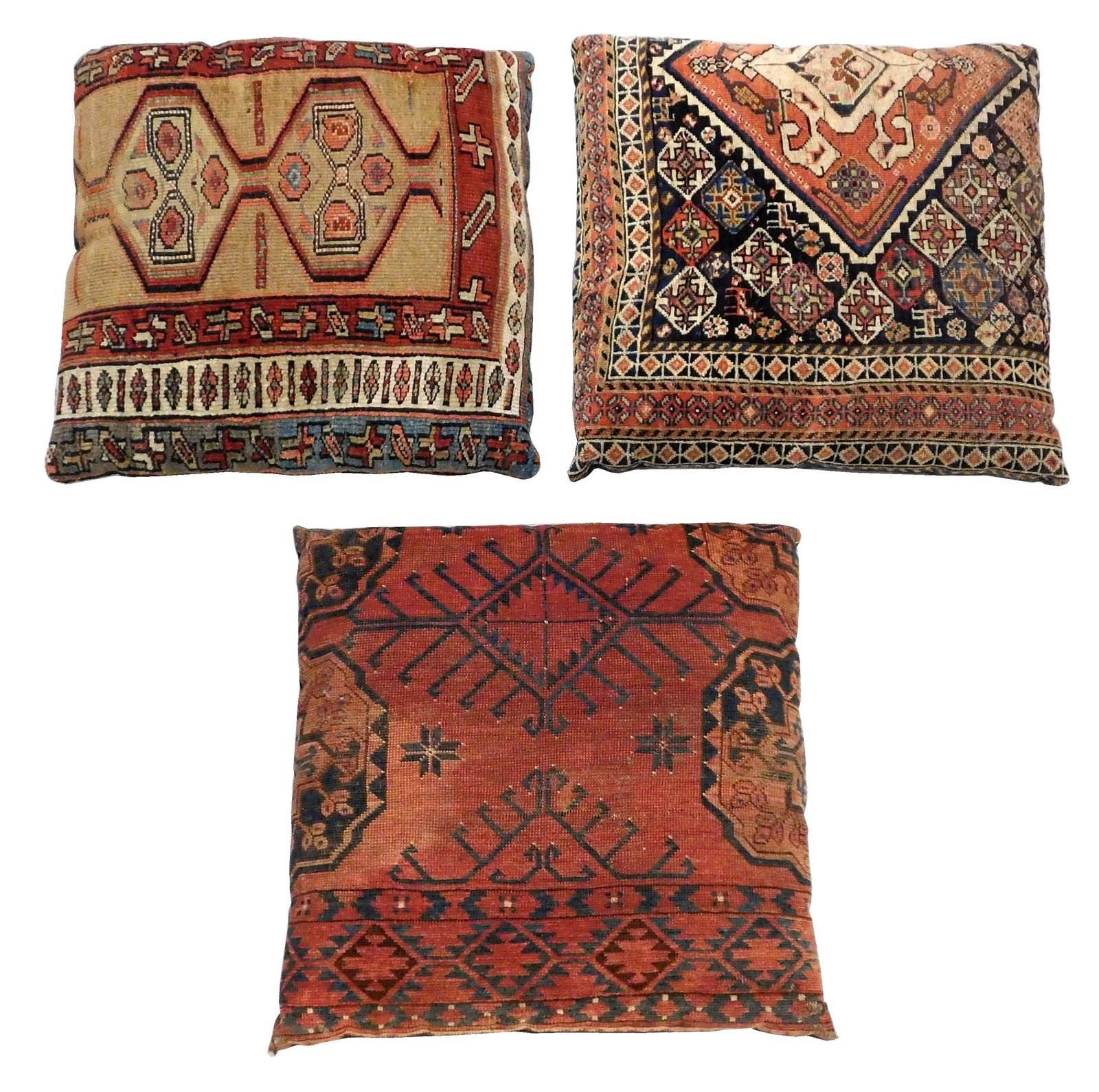 TEXTILES: Three large rug fragment pillows, assorted (1 of 1)