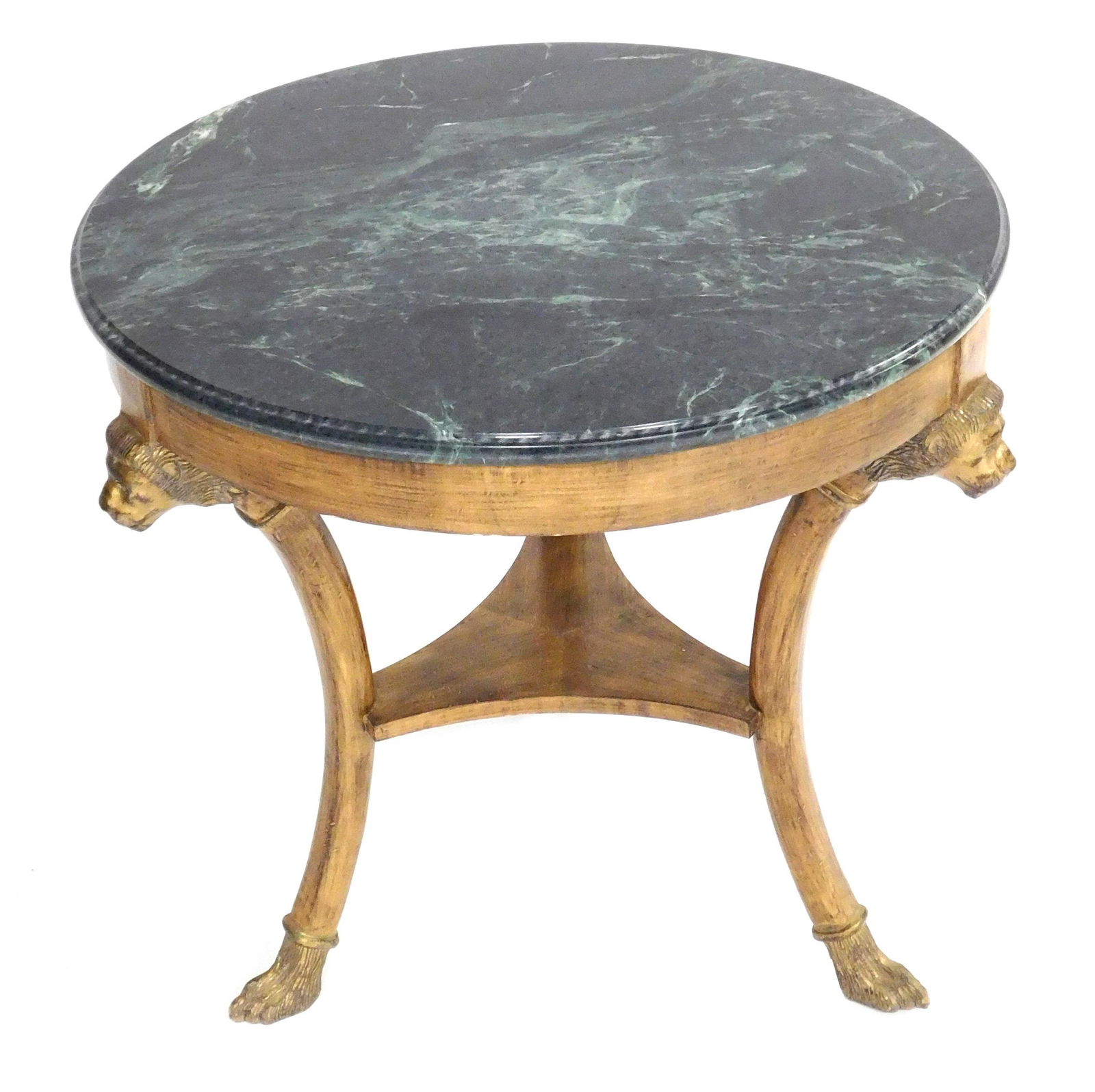 French Empire style marble top table, round green (1 of 5)