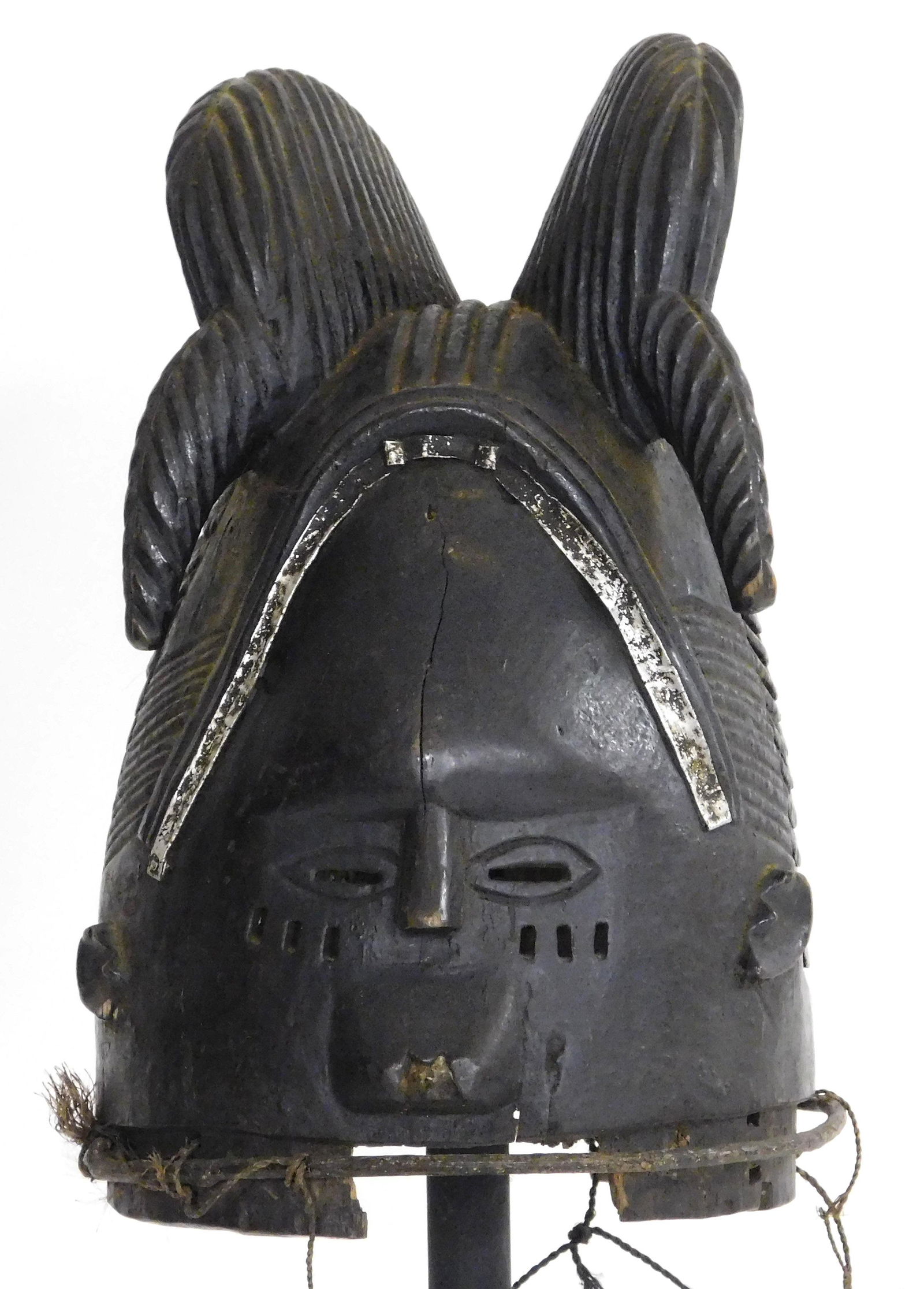 TRIBAL: Mende Helmet Mask, Sierra Leone, 20th C., wood (1 of 3)