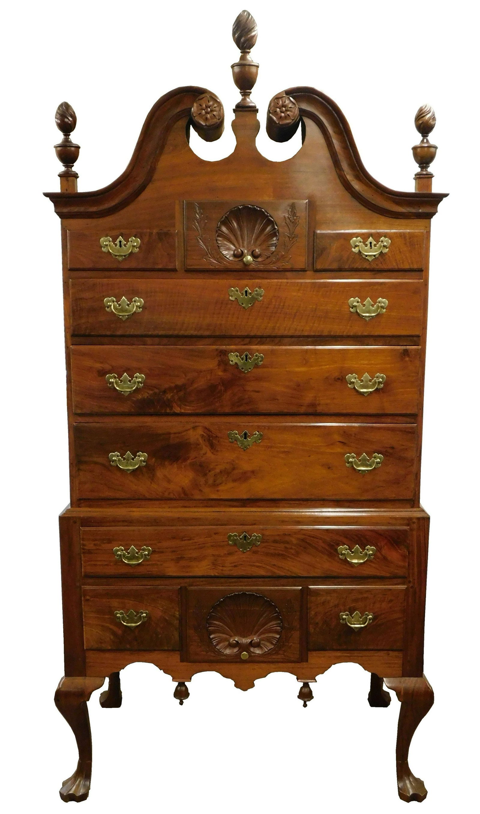 Highboy or high chest of drawers, walnut, in two (1 of 2)