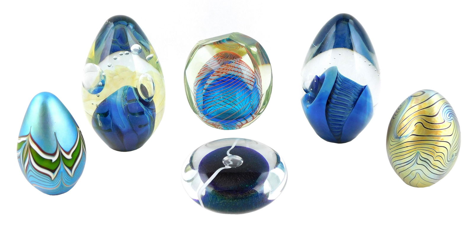 ART GLASS: Eickholt, Orient & Flume and Steve Taylor, six pieces of signed hand-blown glass, (1 of 1)