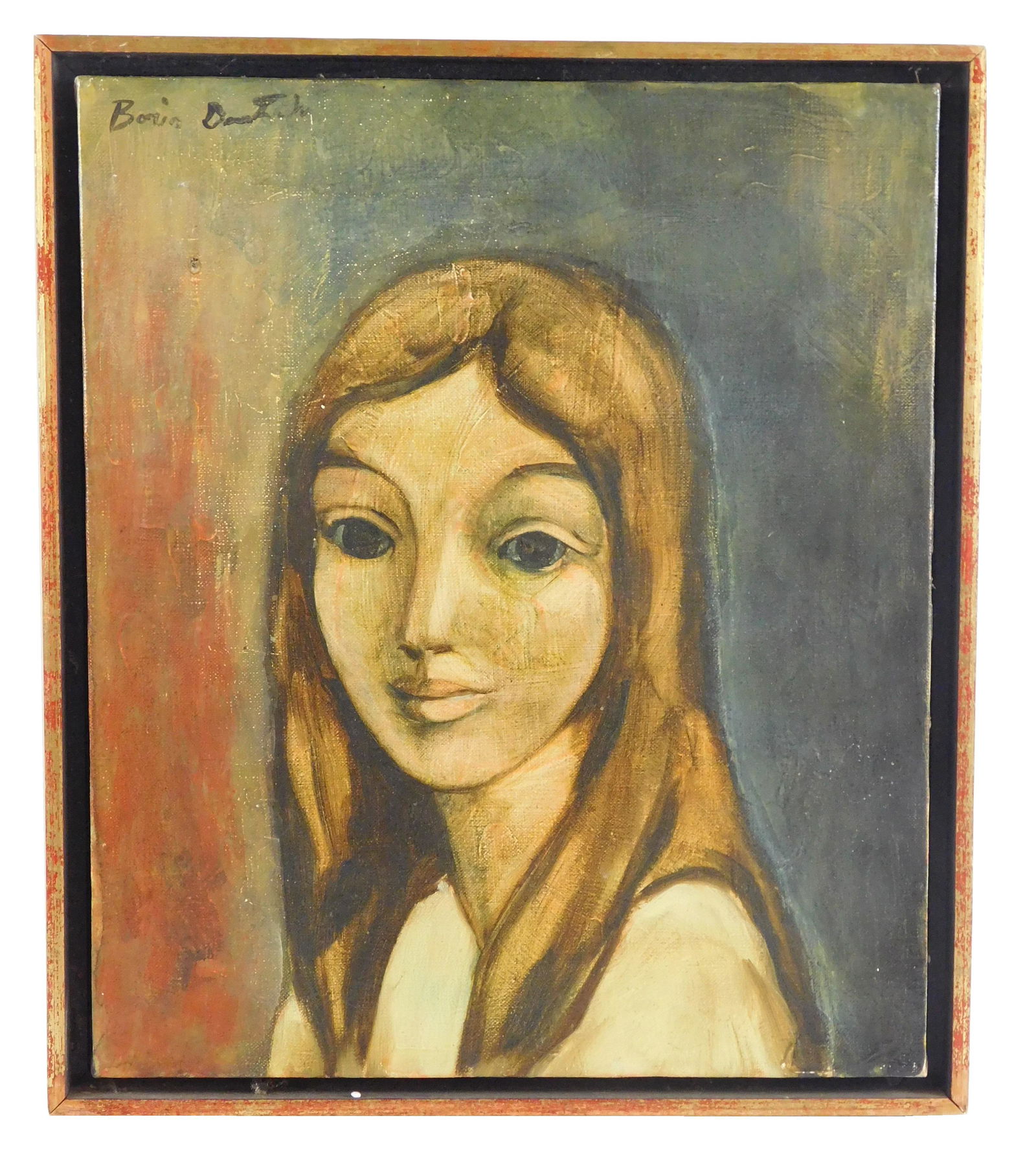 Boris Deutsch (American, 1892 - 1978), oil on canvas, portrait of a young girl with long mousey (1 of 4)