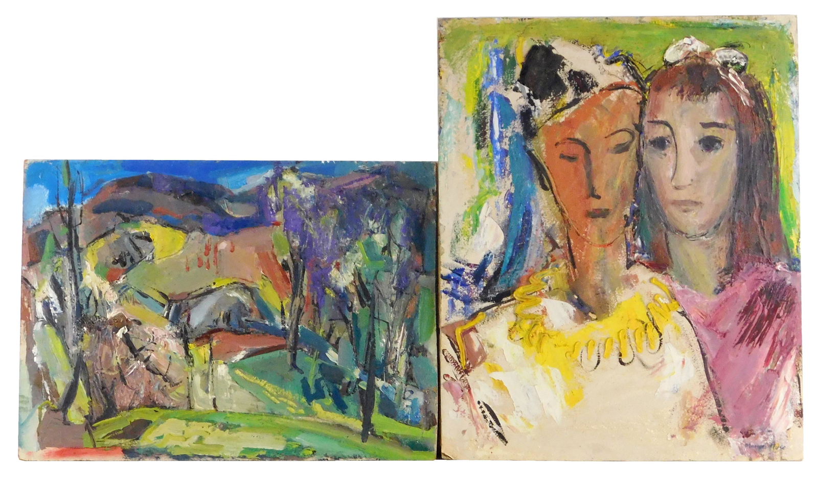 Marion Huse (American, 1896-1967), two unframed oils on board, including: "Abstract Glen", oil on (1 of 3)