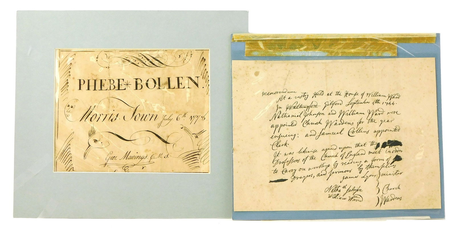 Two 18th C. American documents: Reward of Merit, manuscript document, handwritten in ink on paper: (1 of 5)