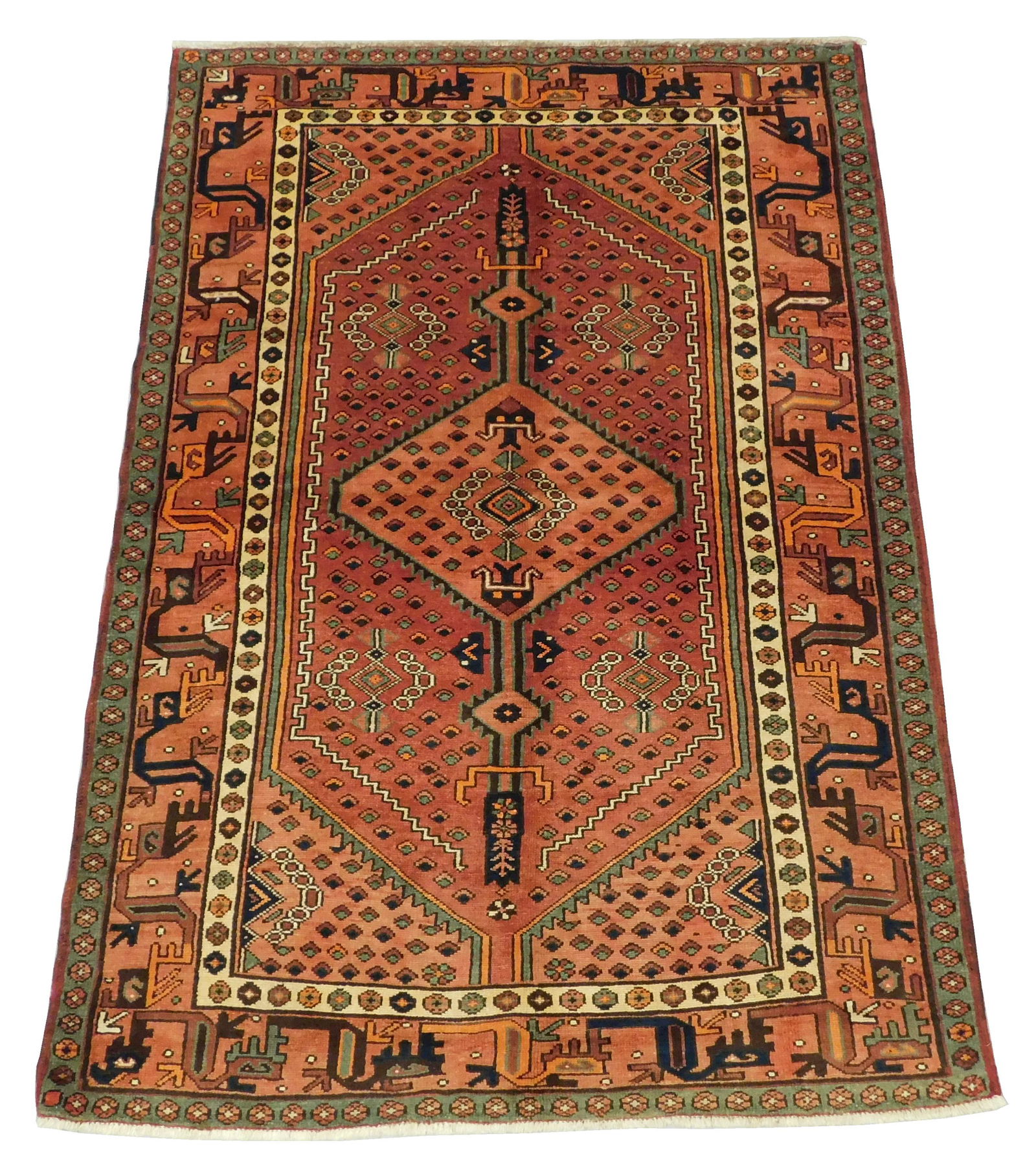 RUG: Semi-antique Northwest Persian, 4' 5" x 6' 7", hand-woven, 100% wool, classic design, light (1 of 4)