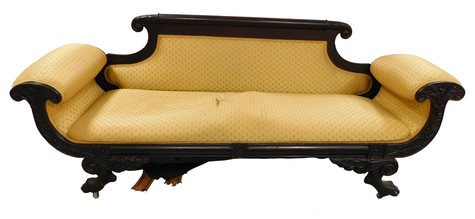 Sofa, Classical Revival, American, 19th C., mahogany and mahogany veneer frame with flat rod crest (1 of 3)