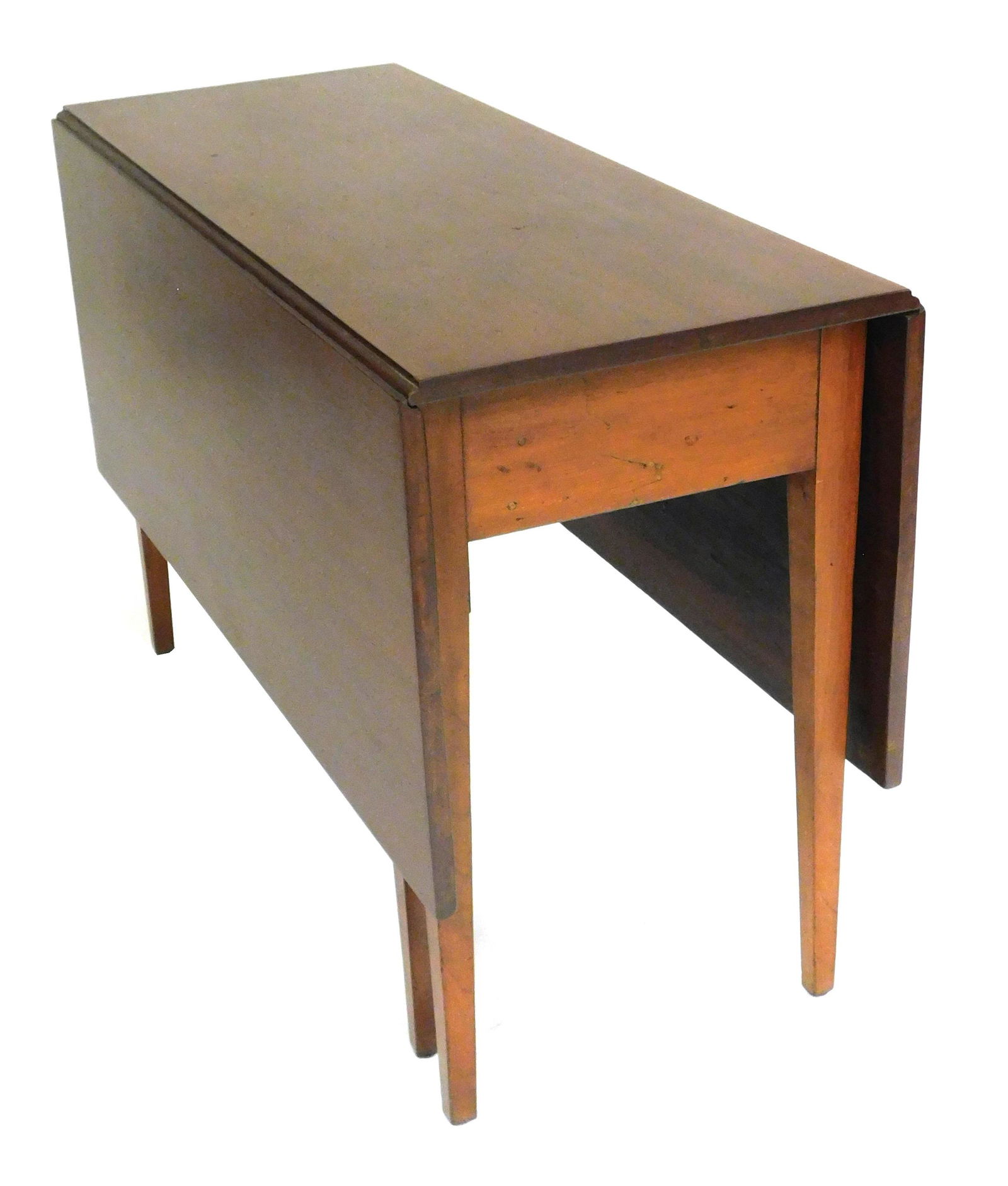 Dining table, New England, c. 1800, cherry, oblong top and leaves, six legs, two of which swing to (1 of 2)