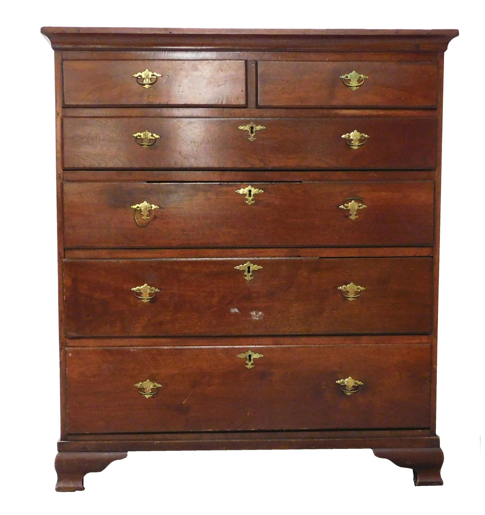 Tall chest, American, two short drawers over four long, ogee feet, some loss and repairs, 45" h. x (1 of 2)
