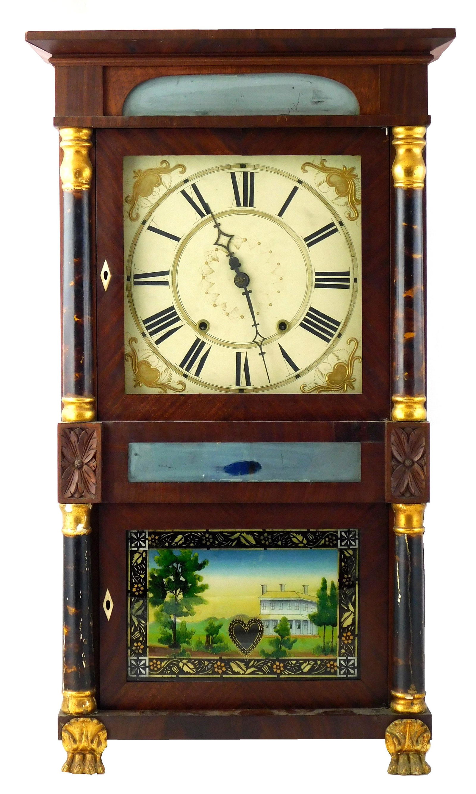 Shelf clock, Mitchell & Atkins, Bristol, CT, (firm started 1830 made 30 hr & 8 day wood movement (1 of 6)