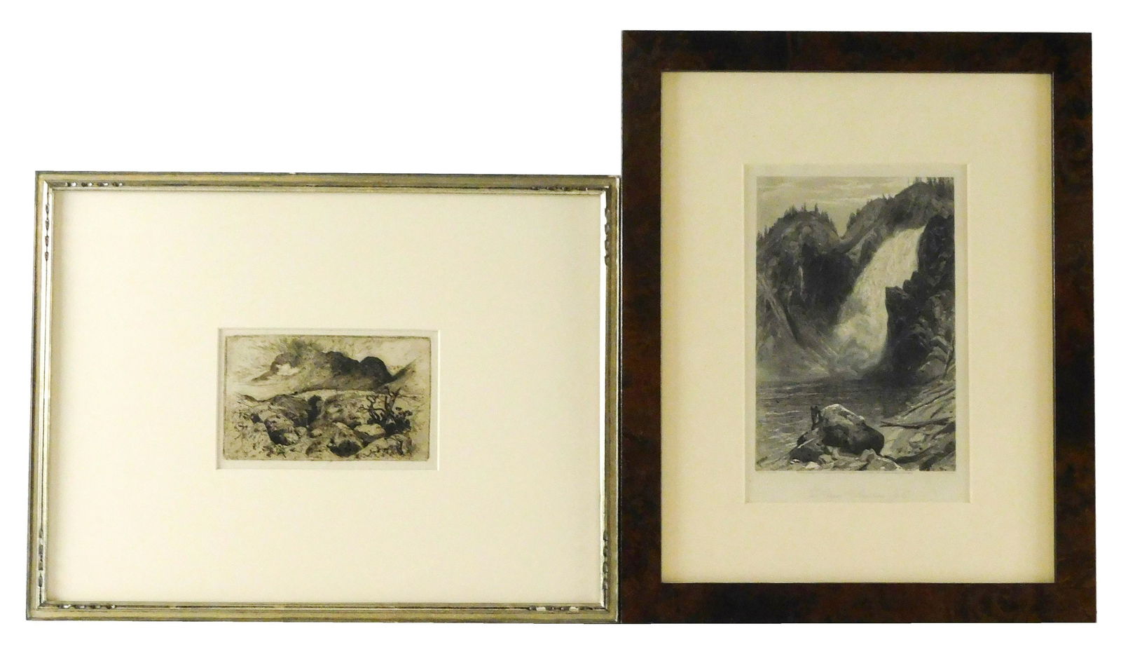 Two landscape prints by Thomas Moran (United States 1837-1926), "Pass at Glencoe", etching, 1881, (1 of 6)