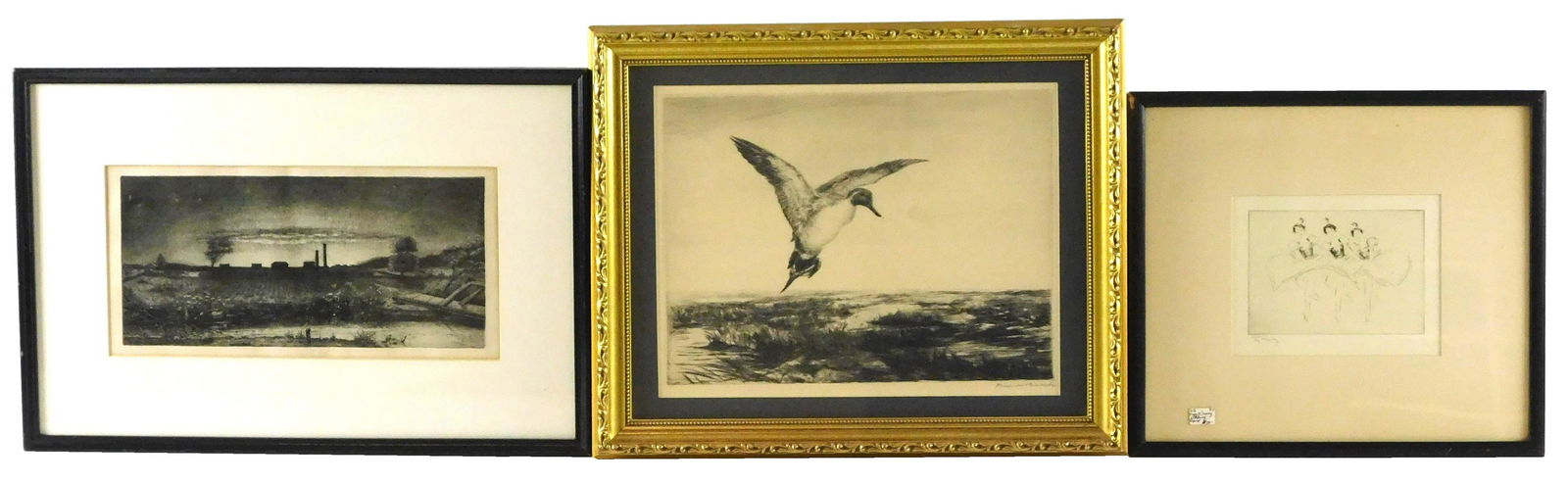 Three framed prints, one by John H. Bostwich (United States 1828-1883), "Ravenna, Ohio - A Brilliant (1 of 6)