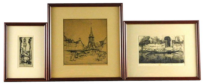 Three etchings by Ernest D. Roth, (American 1879 - 1964) "Tower of Palazzo Vechio - Florence. (Merry (1 of 8)