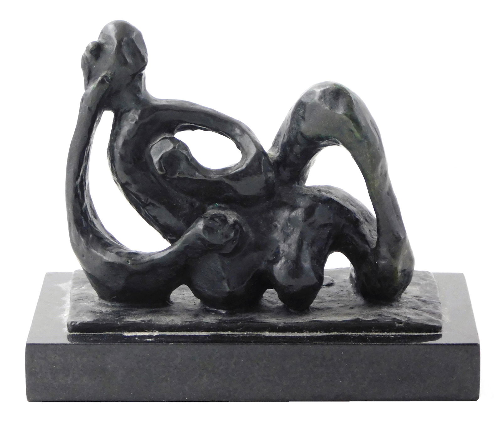 After Jacques Lipchitz (Lithuanian / French, 1891-1973),"Etude Pour Hagar", bronze sculpture of: After Jacques Lipchitz (Lithuanian / French, 1891-1973),"Etude Pour Hagar", bronze sculpture of reclining figure, black marble plinth, cast signature on base, wear consistent with age, 7" h. including