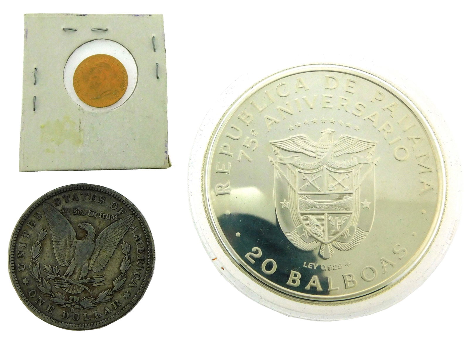 COINS: Three world coins, details include: 1923/42 Turkey 25 Kurush gold coin, 1978 Panama 20 (1 of 5)