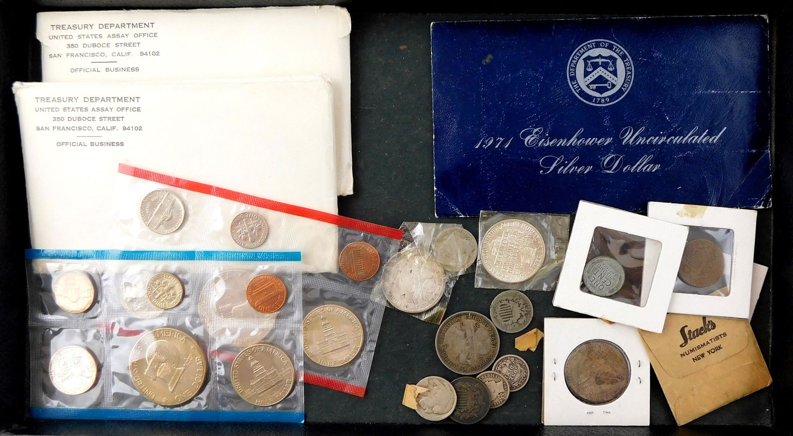 COINS: Lot of US coins including, 3 US mint sets from 1968, 1969, and one 1971-S $1, along with 14 (1 of 3)