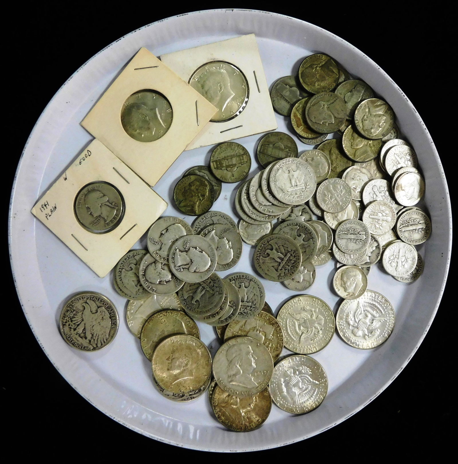 COINS: US silver coin lot, Including: twelve 90% silver half dollars; four 40% silver half dollars; (1 of 1)