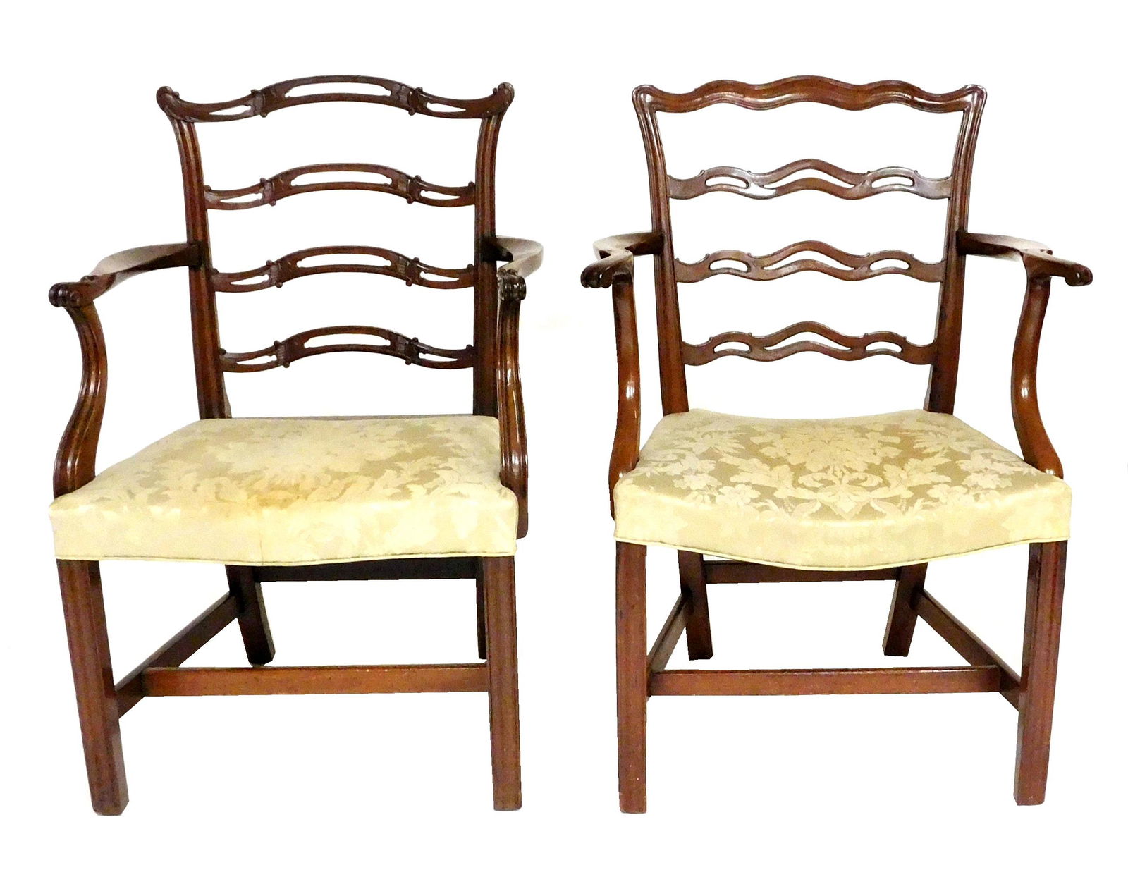 Two similar Armchairs, both late 18th C., probably English, mahogany, the first is a shaped crest (1 of 4)