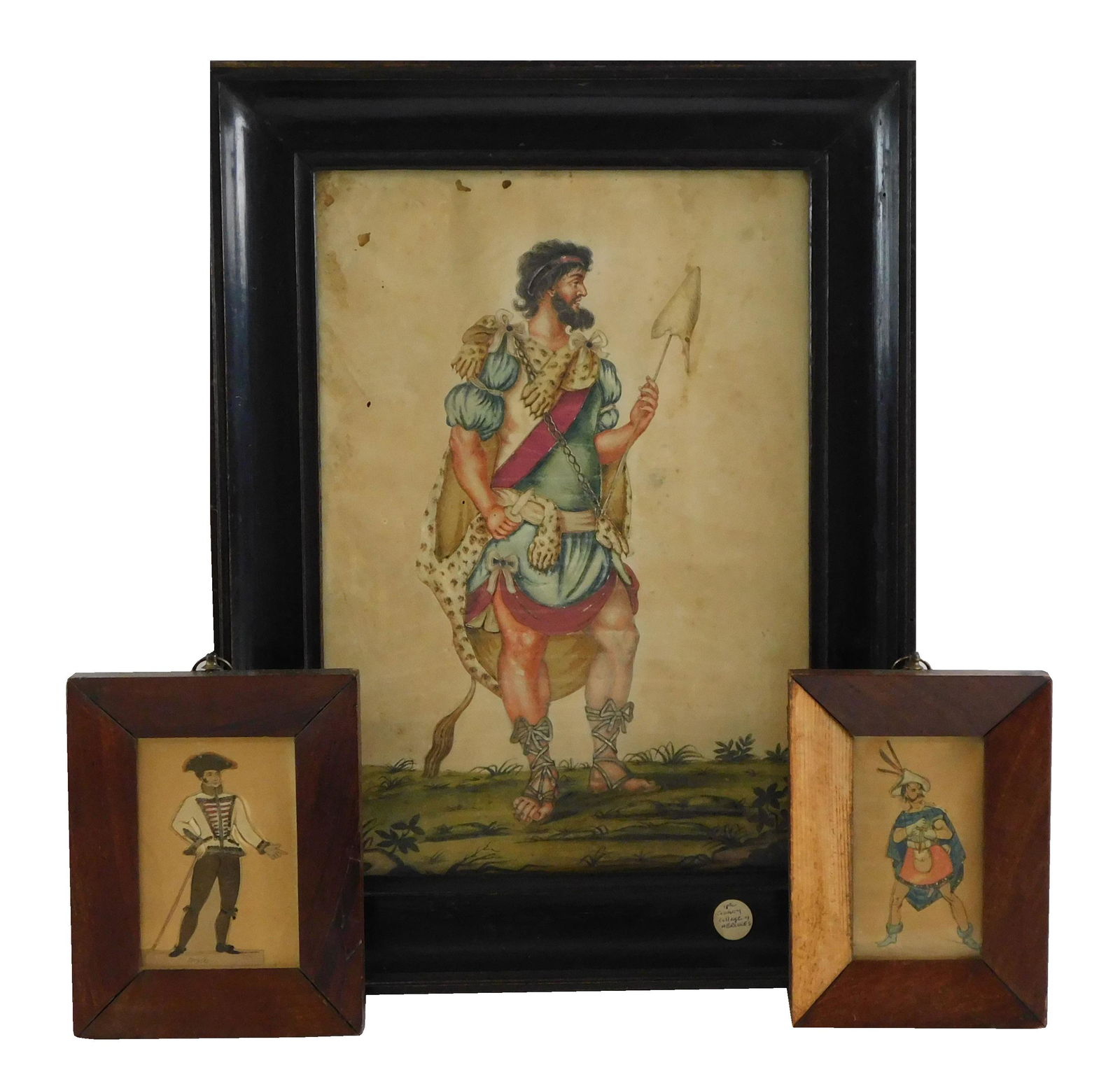 Three collages depicting characters from drama: largest of gladiator type soldier with metallic (1 of 5)