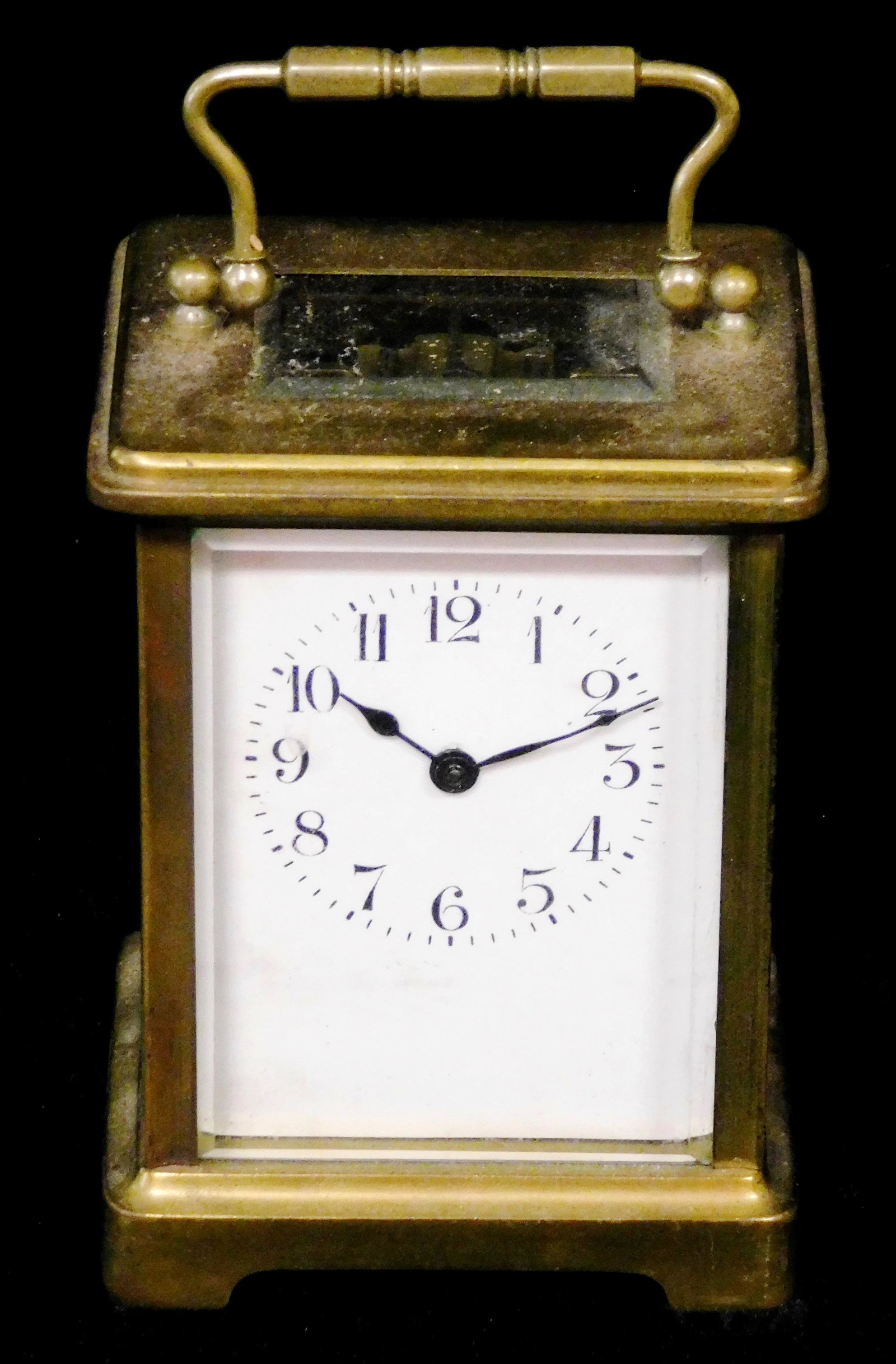 CLOCK: Carriage clock by Harris and Harrington, French, late 19th/ early 20th C., works marked "H&H, (1 of 4)