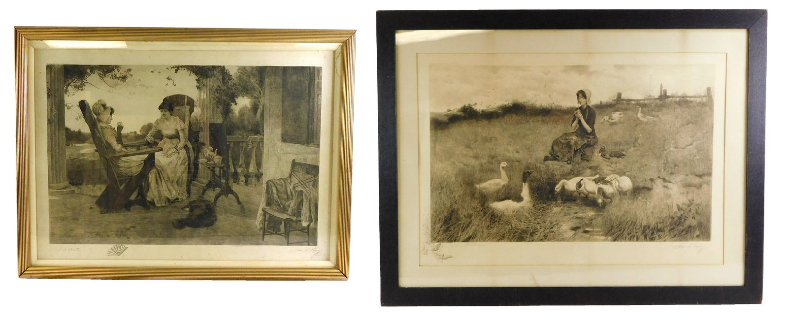 Two large prints by James S. King (American 1852 - 1925), c. late 1800's, the first, titled "Tea in (1 of 8)