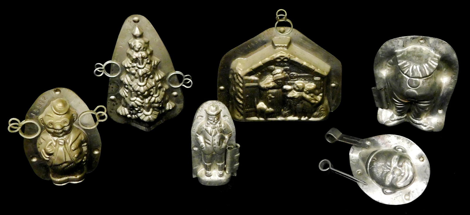 Vintage Dutch chocolate molds, white metal, including: Hansel & Gretel killing witch, no.15374, 4 (1 of 3)