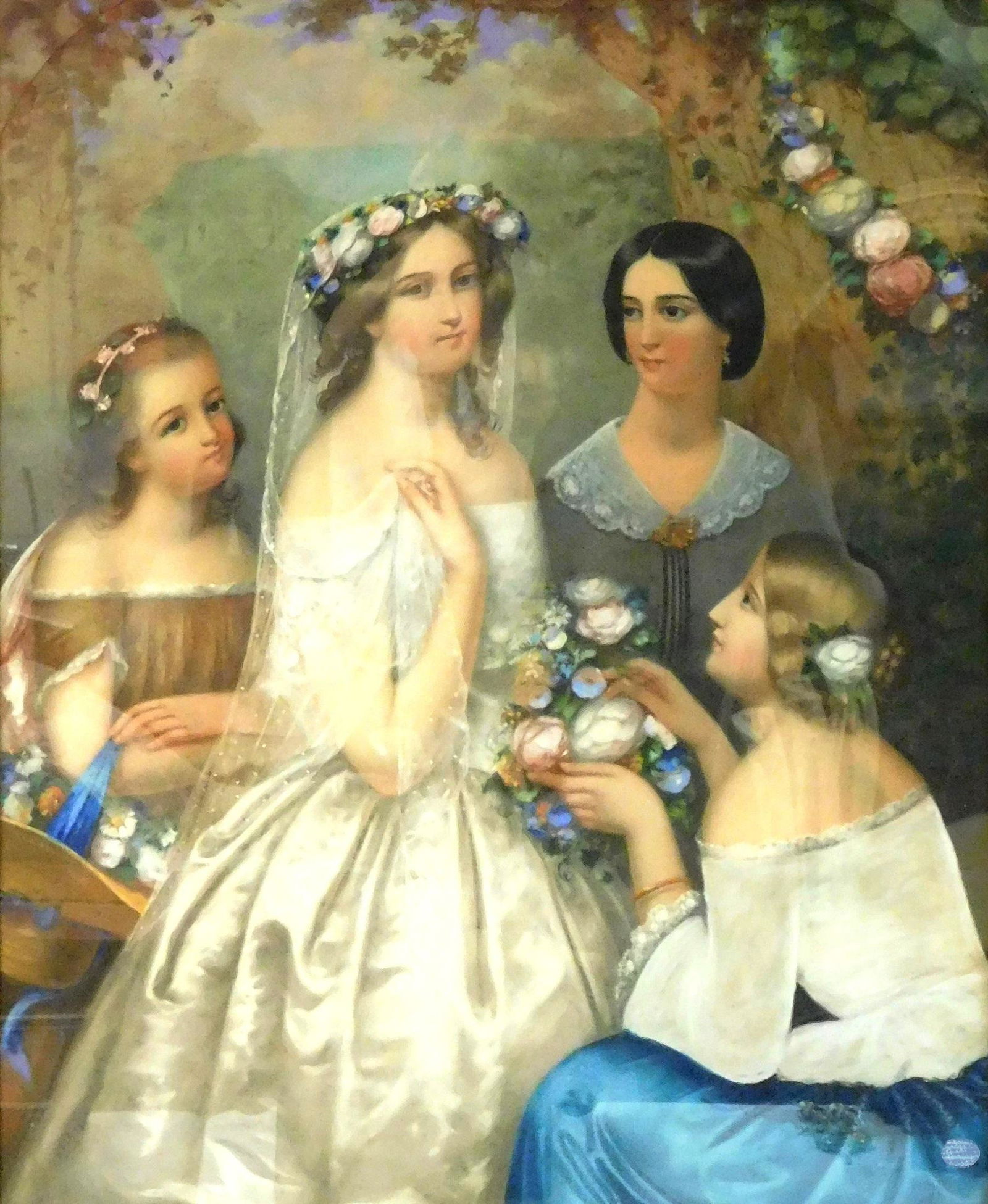 +George G. Fish (American, 1849 - 1880) Portrait of a Bride, pastel on paper, 1858, a veiled bride (1 of 3)