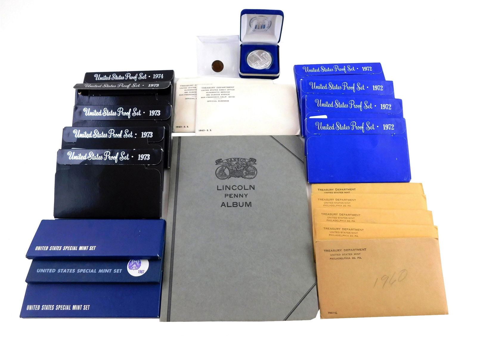 COINS: Lot of fourteen US proof sets: years include one-1960; three-1962; one-1963; four-1972; (1 of 4)