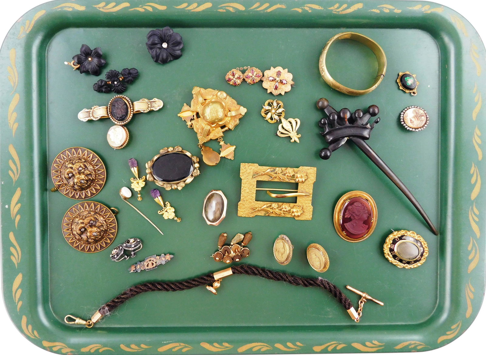 COSTUME JEWELRY: 25+ pieces of earrings, buckles, necklaces, pins, bracelets and pendants, 19th/ (1 of 4)