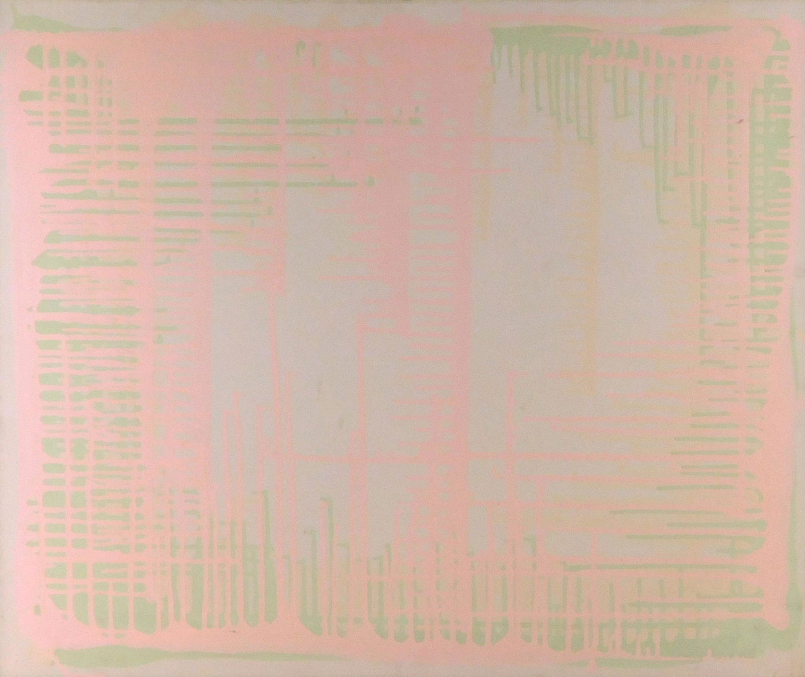 Abstract drip style painting, "Ardoise #1", 1970, acrylic on canvas, abstract pattern in hues of (1 of 3)
