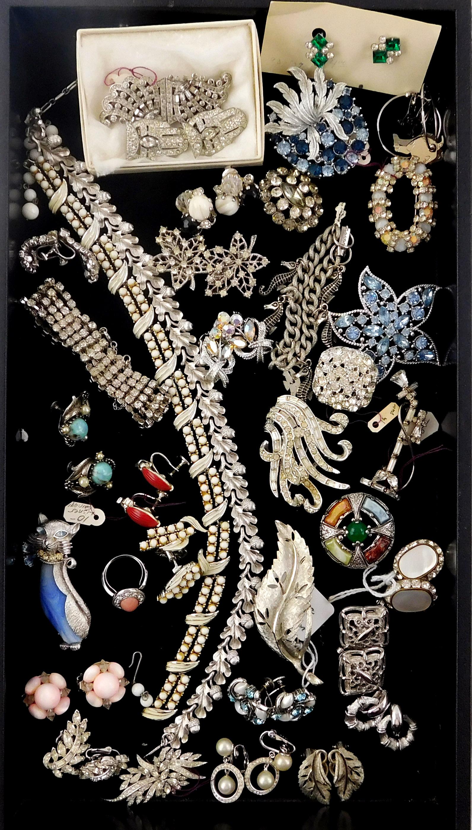 COSTUME JEWELRY: Lisner, Trifari,vintage Kramer, Coro, Avon, Monet, BSK; 35+ pieces, early 20th C.; (1 of 3)