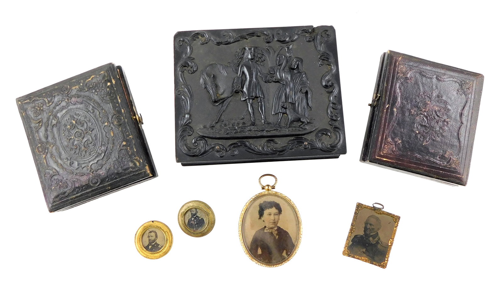 EARLY PHOTOGRAPHY: Seven pieces including one daguerreotypes, two tintypes, and four early (1 of 2)