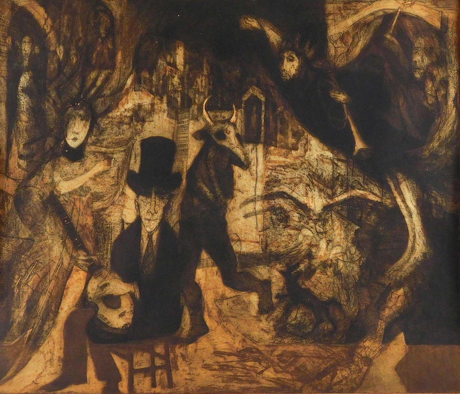 David Fraiser Driesbach (American, 1922- 2019), "Rabbi and the Spies", 1957, etching, aquatint and (1 of 5)