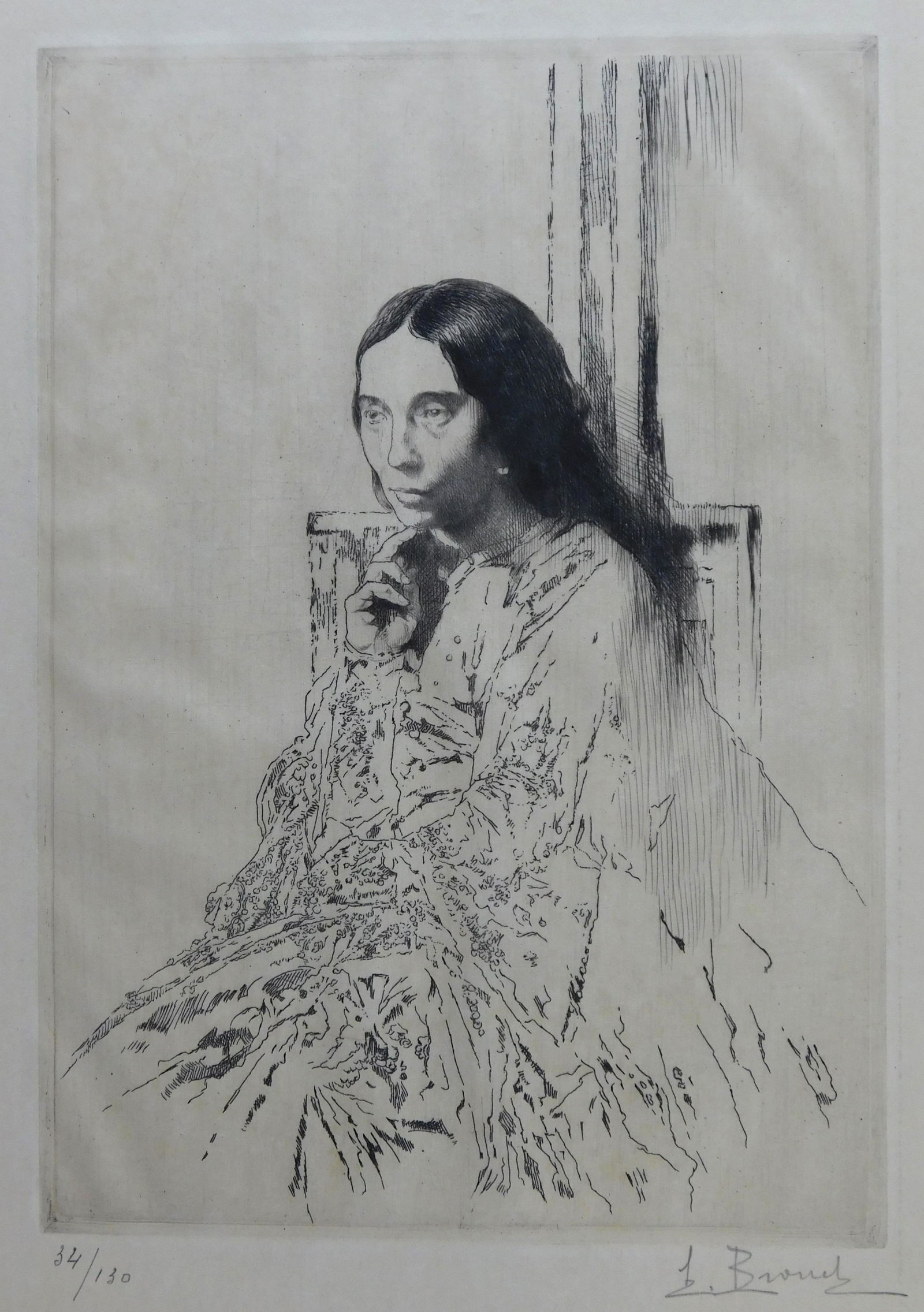 Auguste Brouet (French, 1892-1941), “La Mere de Whistler”, c. 1920, etching, depicts a (1 of 3)