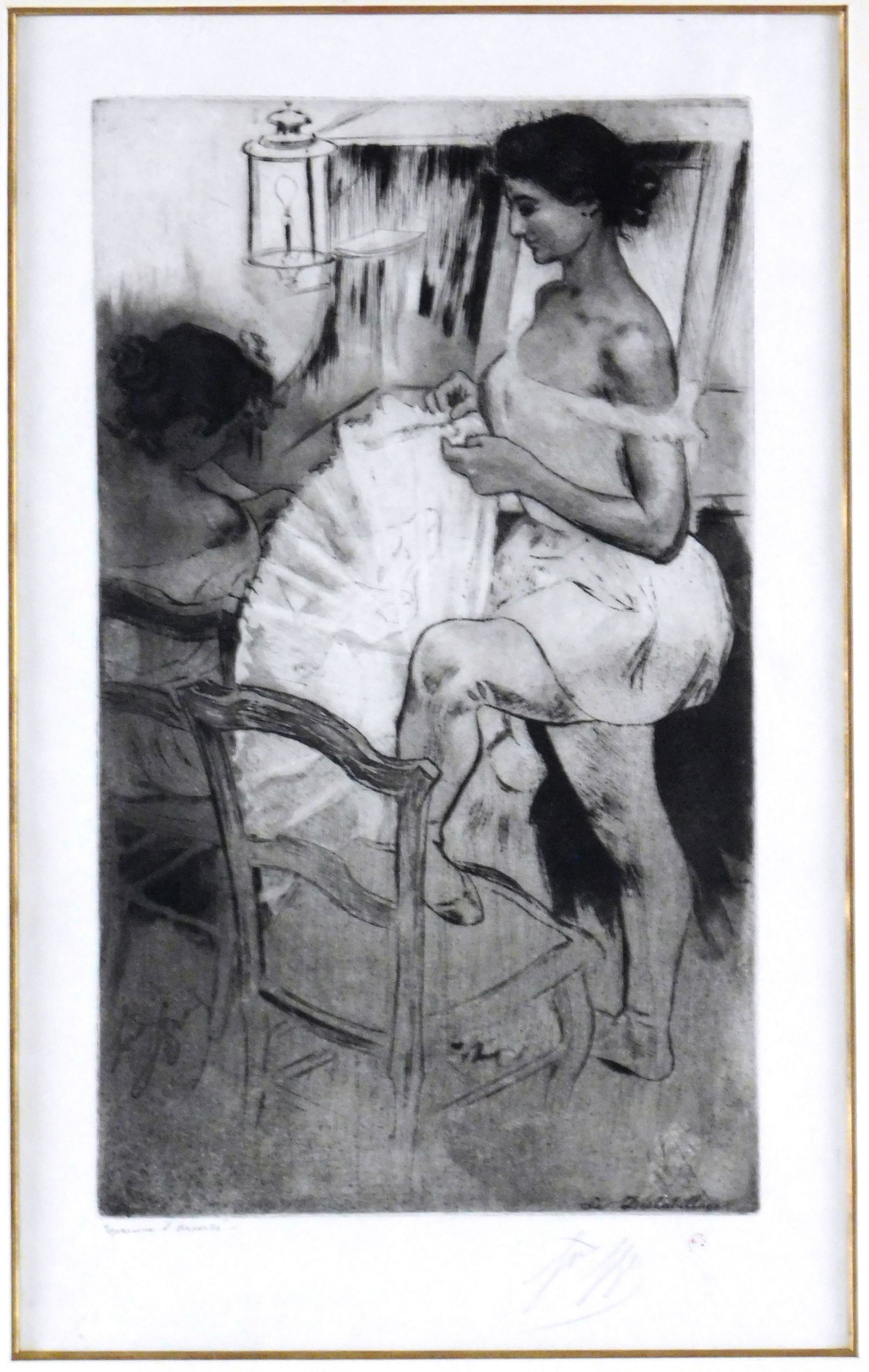 +Louis Auguste Mathieu Legrand (French, 1864 - 1951), "Le Deshabillage (Undressing)", 1893, etching (1 of 5)