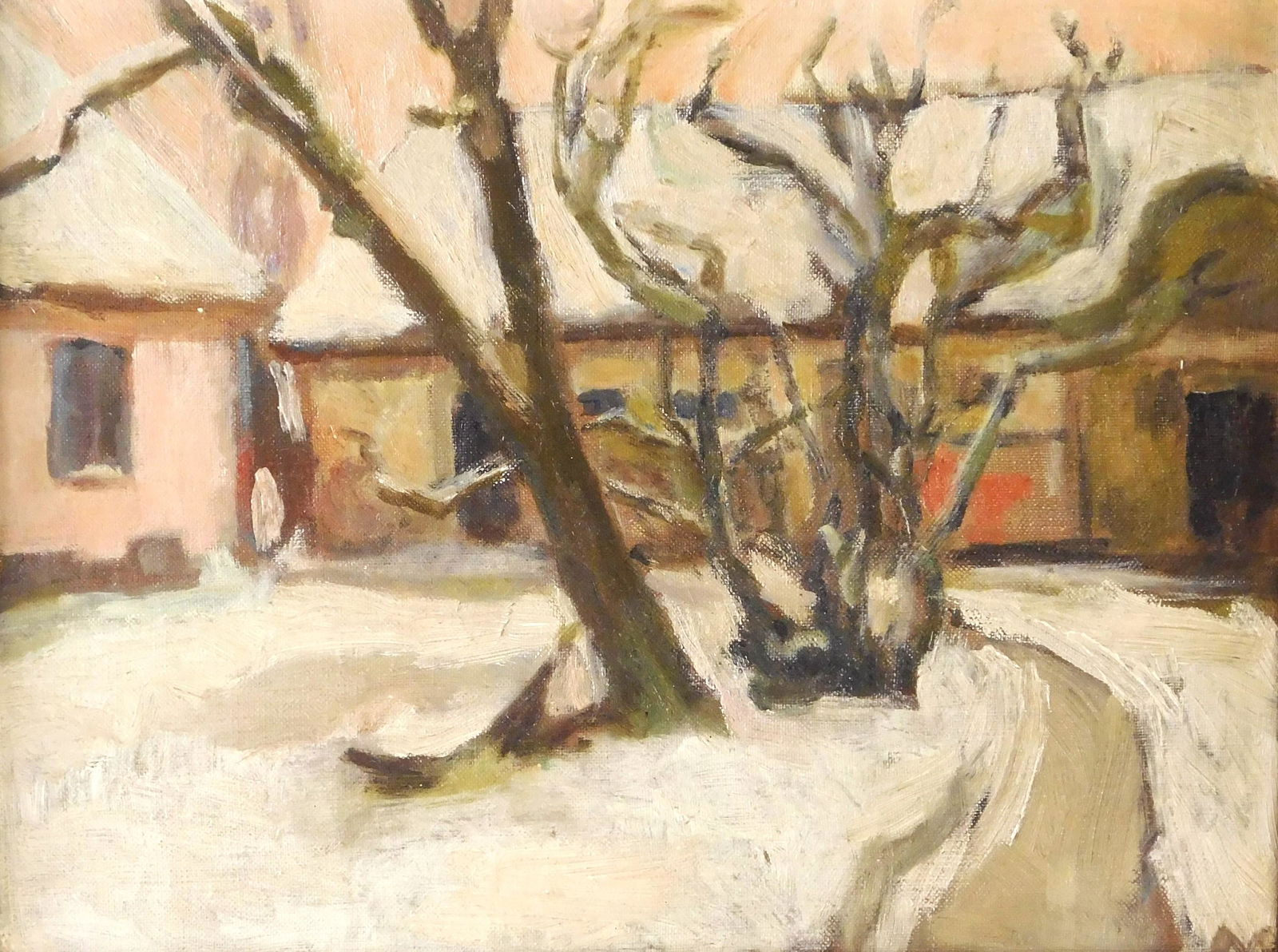 Majsa Bredsdorff (Danish, 1887 - 1964), "Untitled Landscape", 1927, oil on canvas, depicts winter (1 of 5)