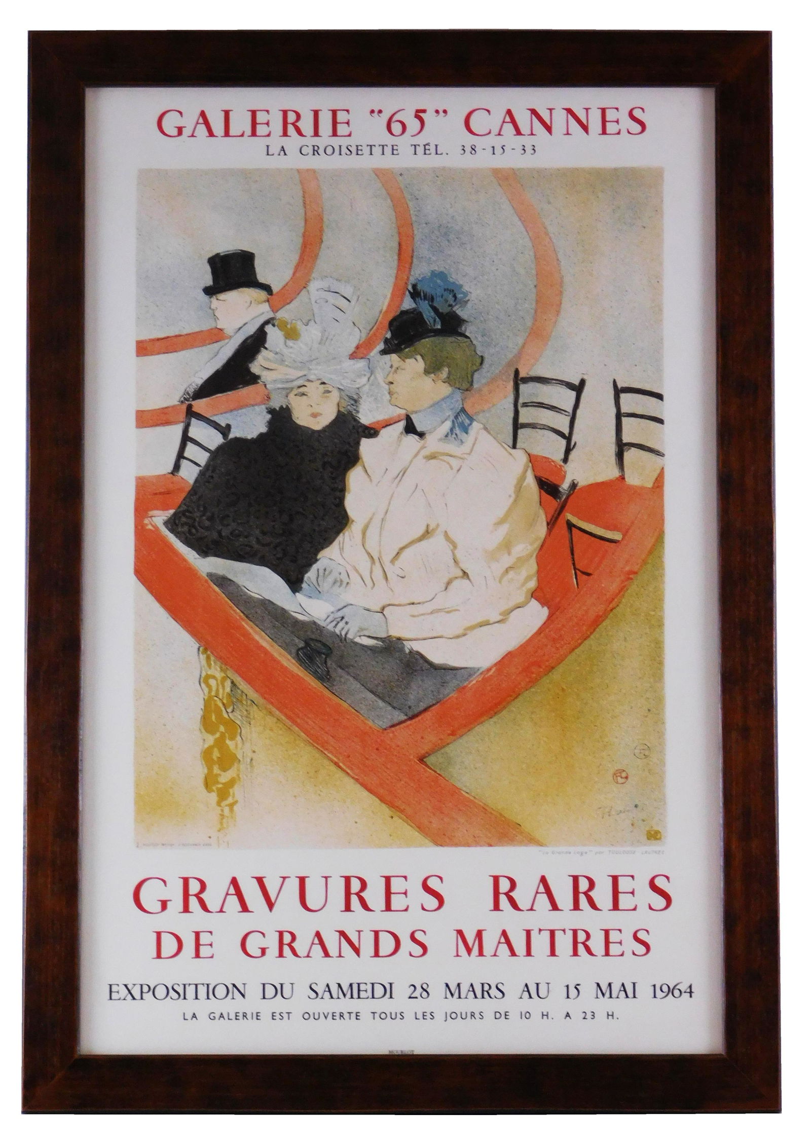 POSTER: Exhibit Gallerie 65, "Gravures Rare" poster featuring artwork by Henri de Toulouse-Lautrec, (1 of 5)